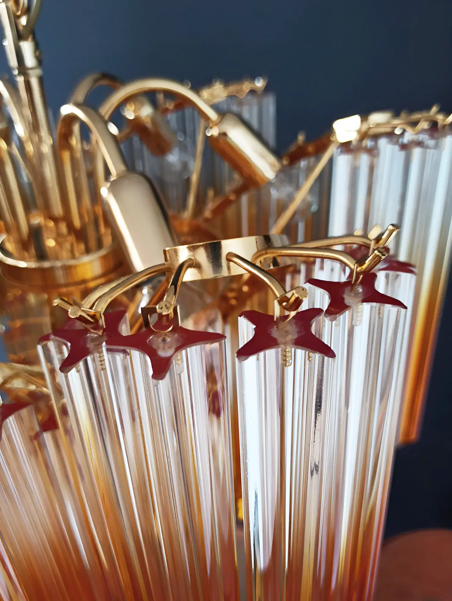 Candelabro Prisma Ámbar Sombreado Murano
