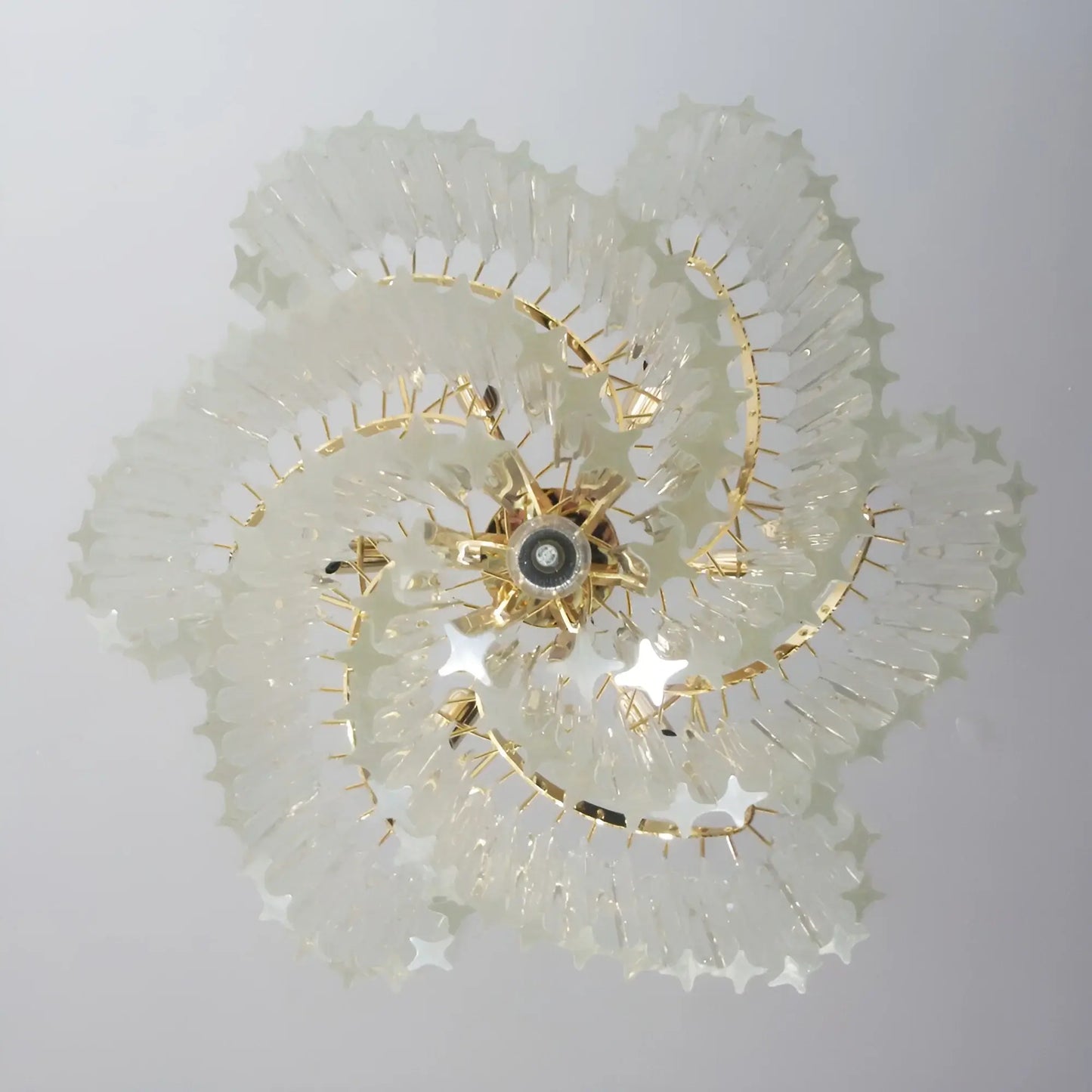 Lámpara de araña de Murano con prismas transparentes sombreados