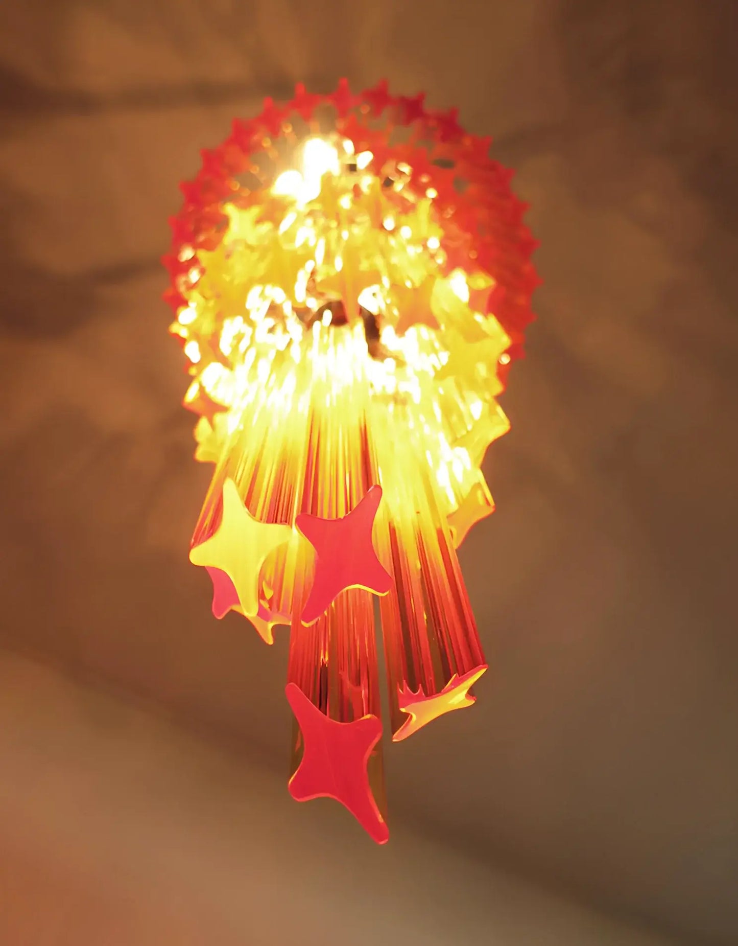 Lámpara de Araña Murano en Espiral de Cristal Prismático Ámbar