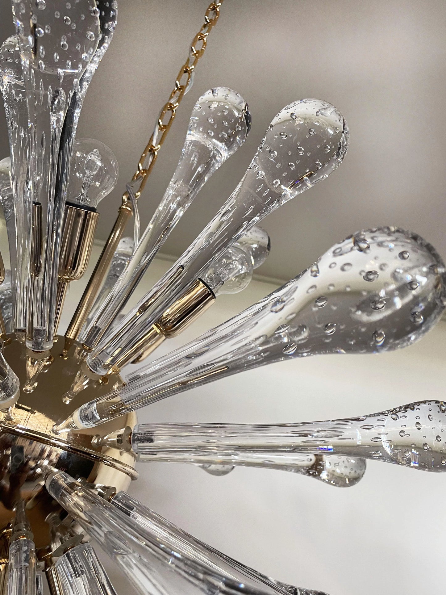 Lámpara de araña Sputnik vintage de cristal de Murano