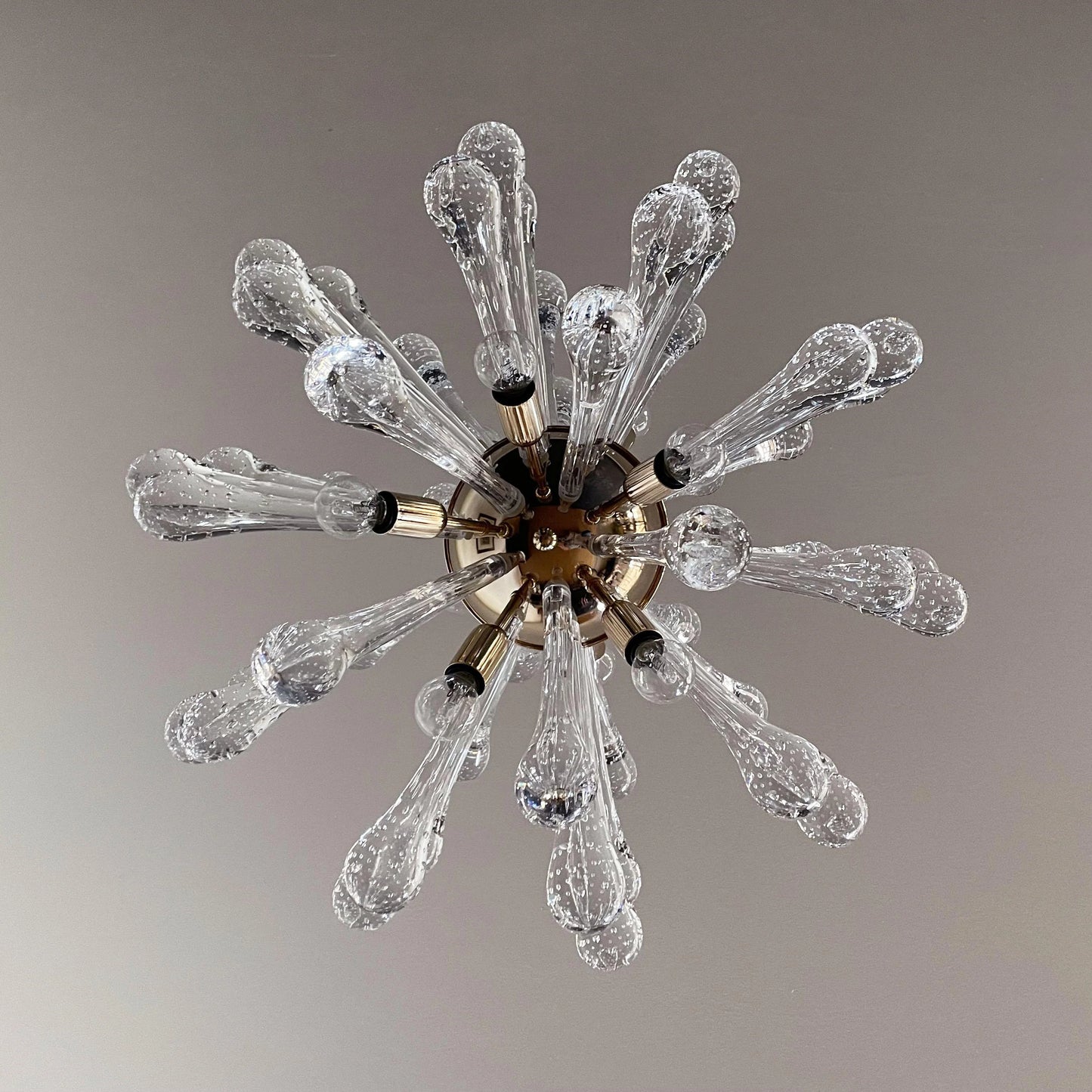 Lámpara de araña Sputnik vintage de cristal de Murano