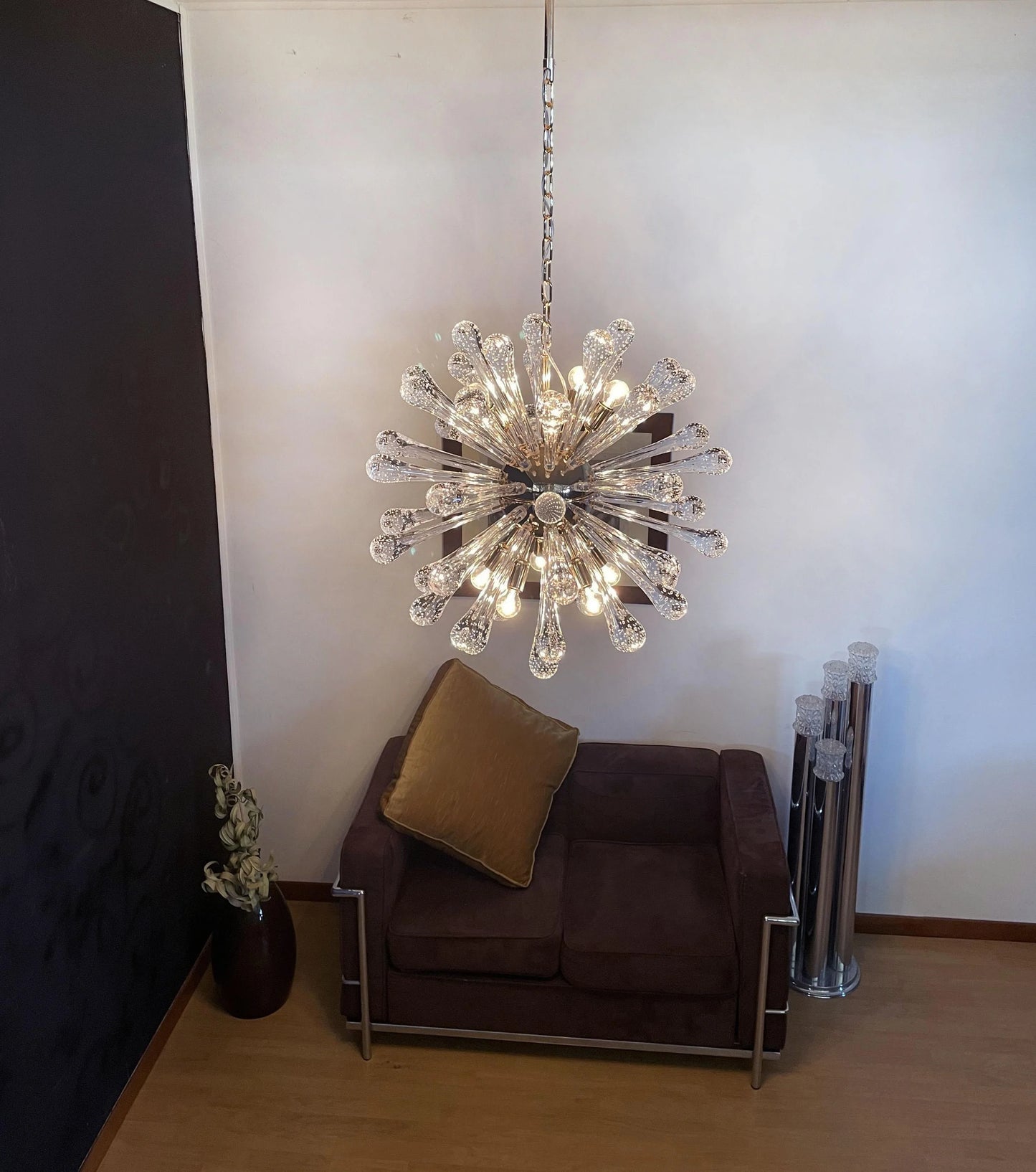 Lámpara de araña Sputnik vintage de cristal de Murano