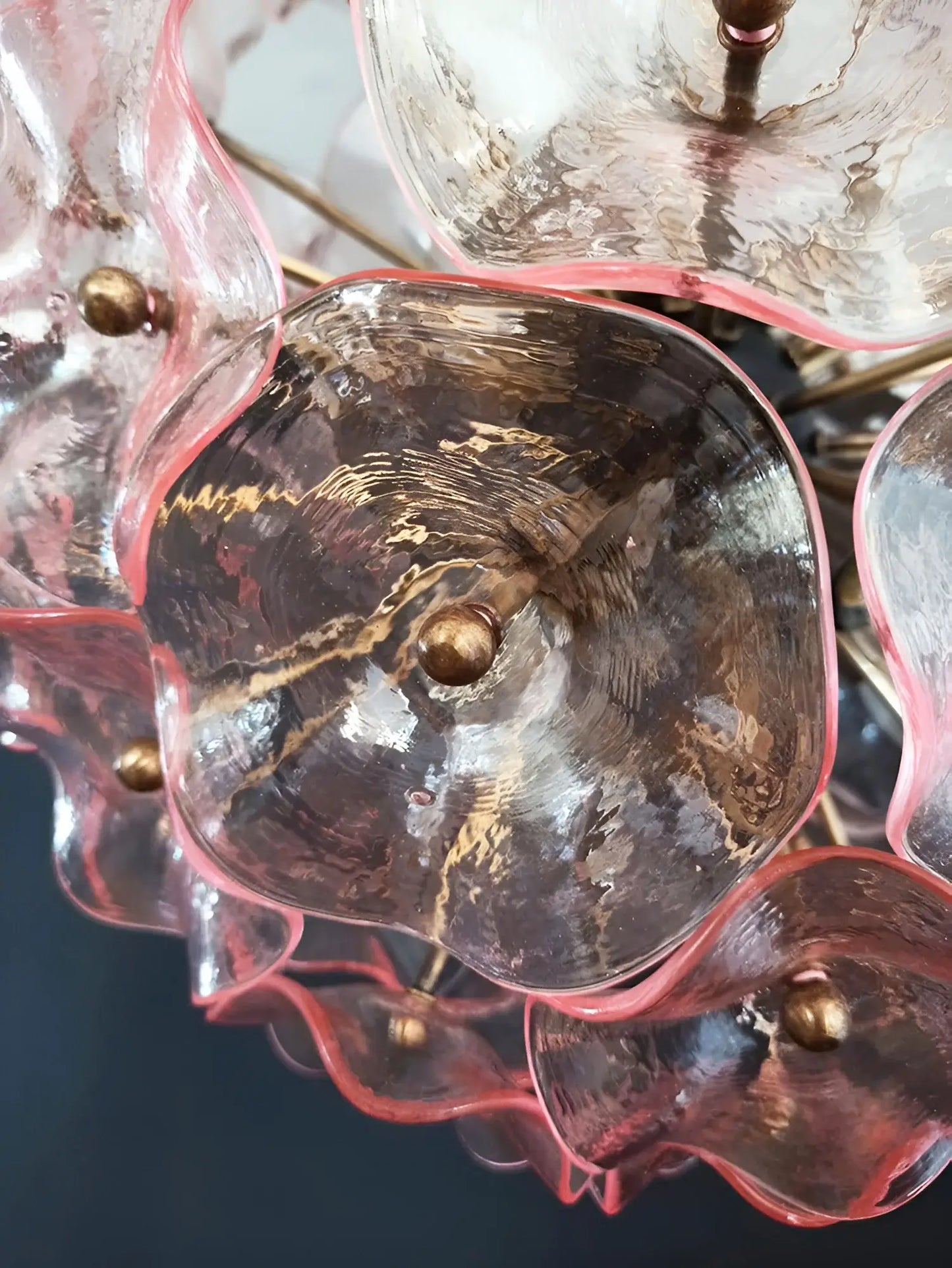 Lámpara de araña Murano Sputnik rosa amapola
