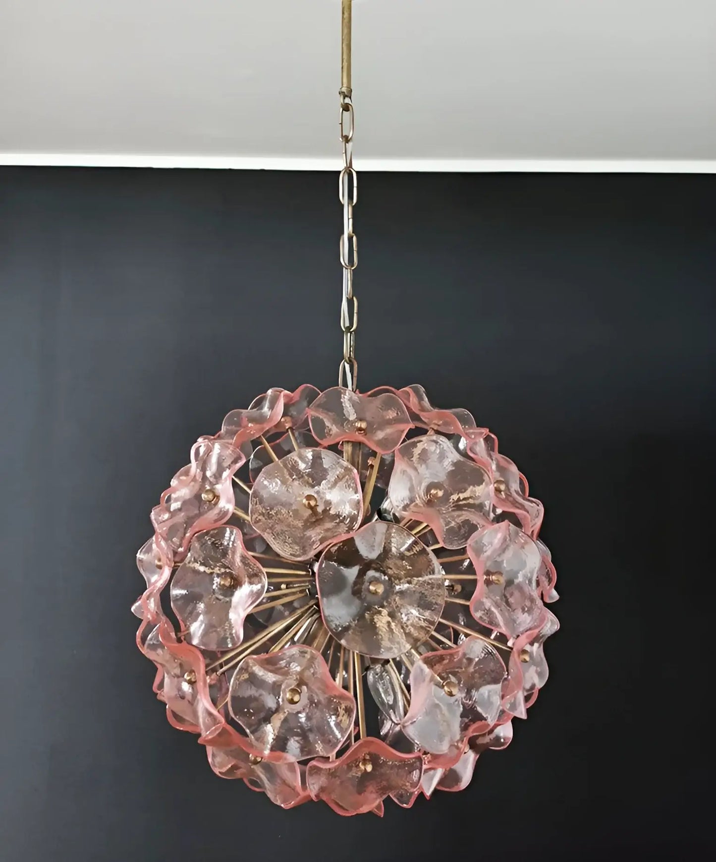 Lámpara de araña Murano Sputnik rosa amapola