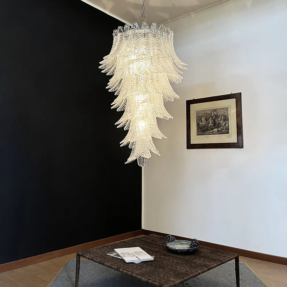 Candelabro en espiral de cristal de Murano transparente Felch