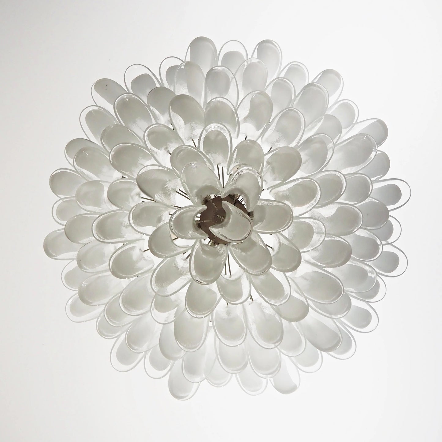 Lámpara de Araña de Cristal Transparente de Murano con Pétalos