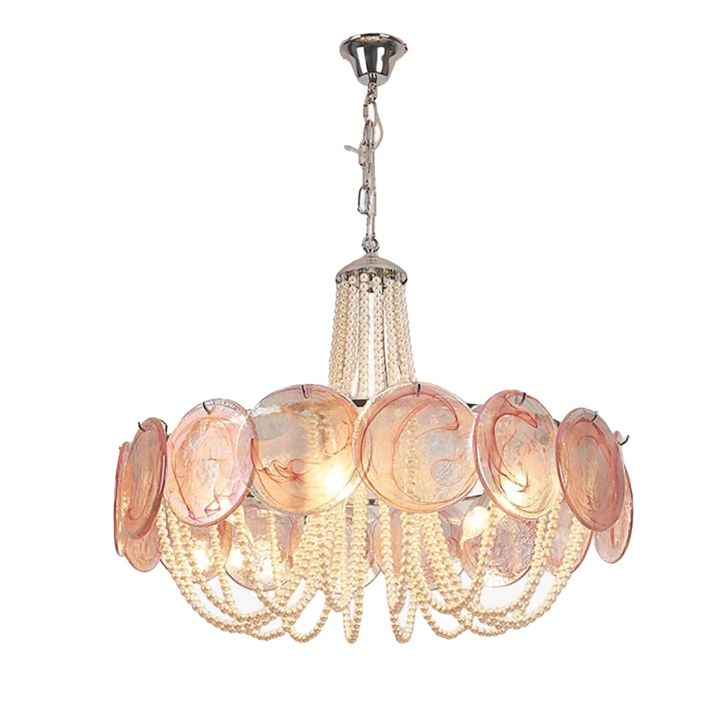 Araña de cristal rosa en forma de disco Murano