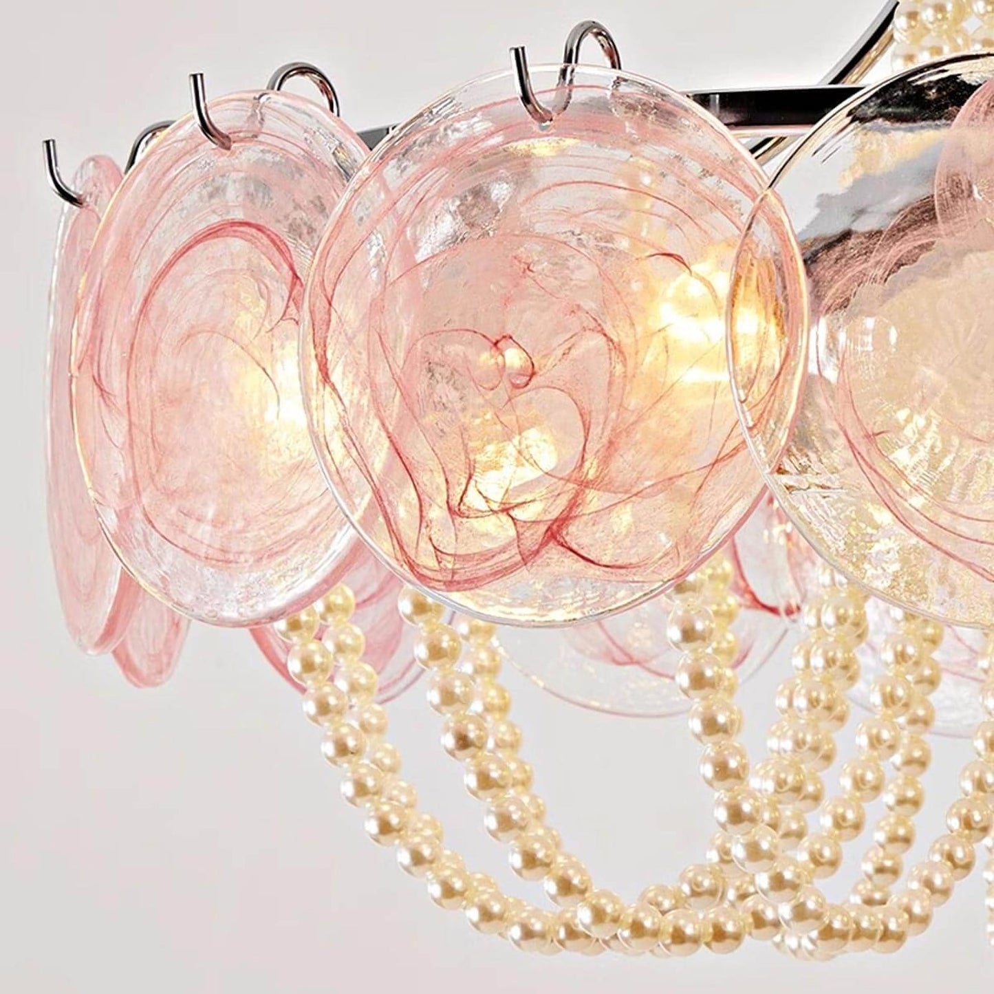 Araña de cristal rosa en forma de disco Murano