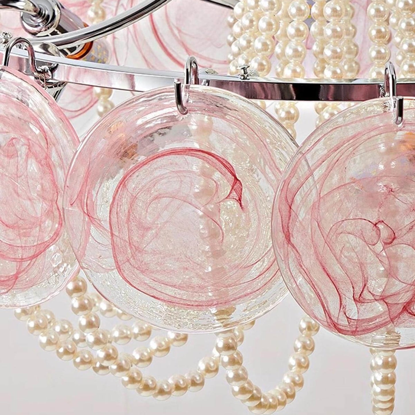 Araña de cristal rosa en forma de disco Murano