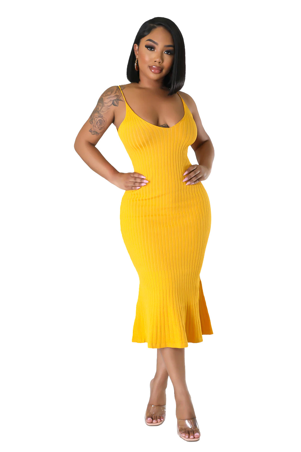 Knit Ribbed Midi Dress