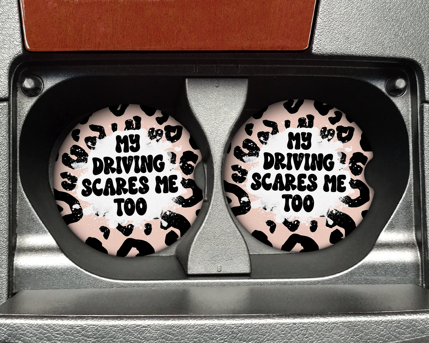 Posavasos de cerámica para coche "Me asusta mi forma de conducir"