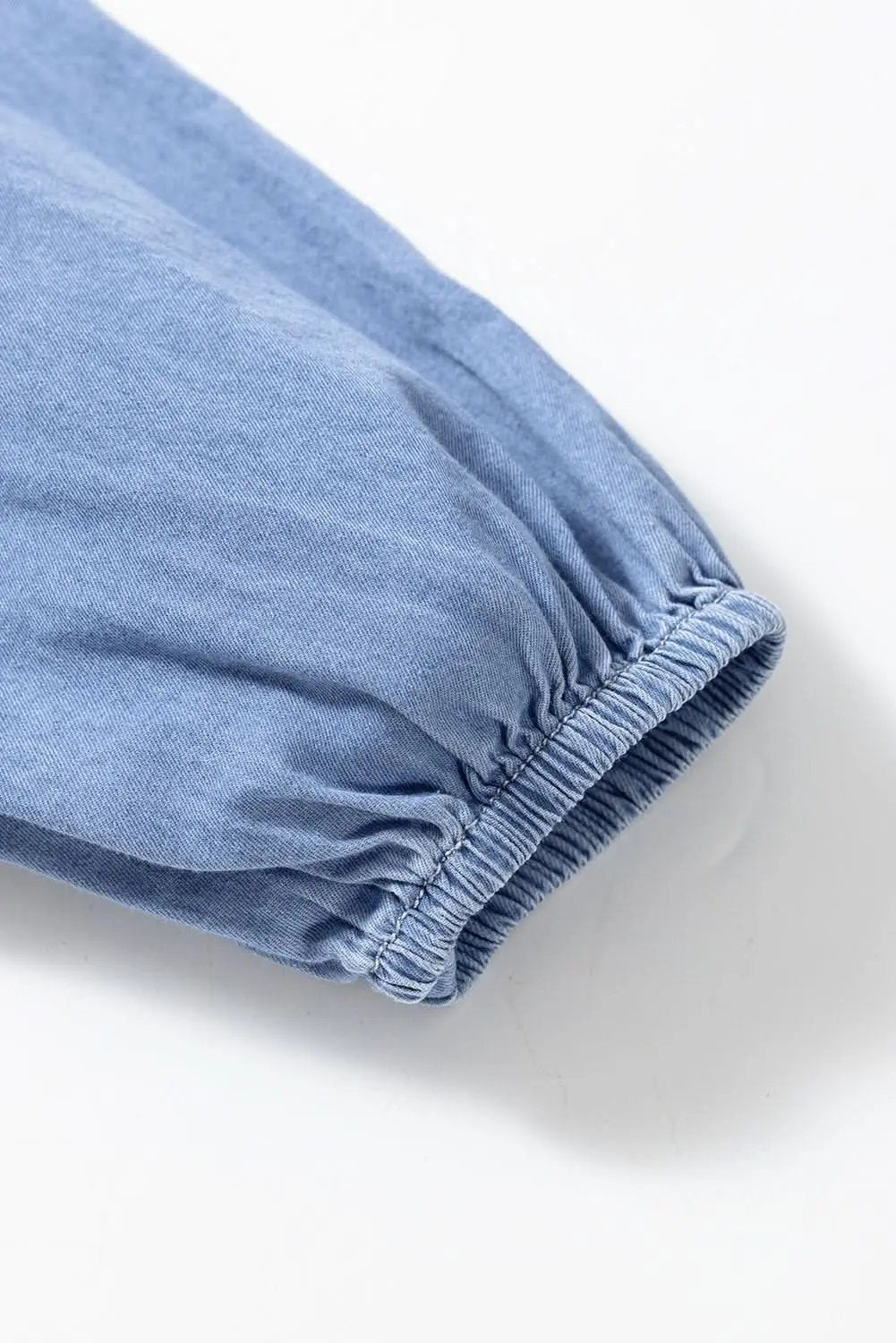 Dresses Love Salve Chambray Blue Dress Women's Daily Maxi Dress Deep V, Bracelet Sleeves