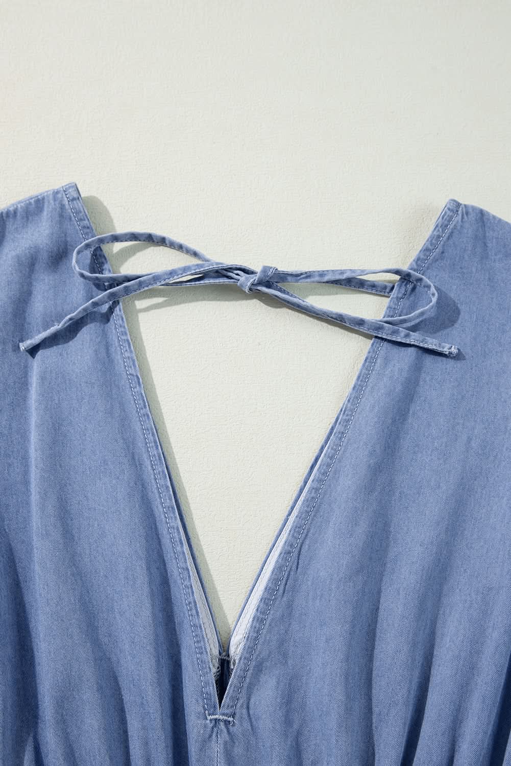 Dresses Love Salve Chambray Blue Dress Women's Daily Maxi Dress Deep V, Bracelet Sleeves