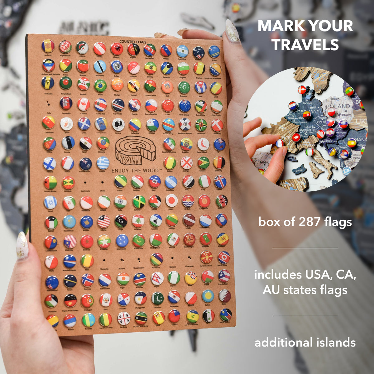 3D Wooden World Map Mystery