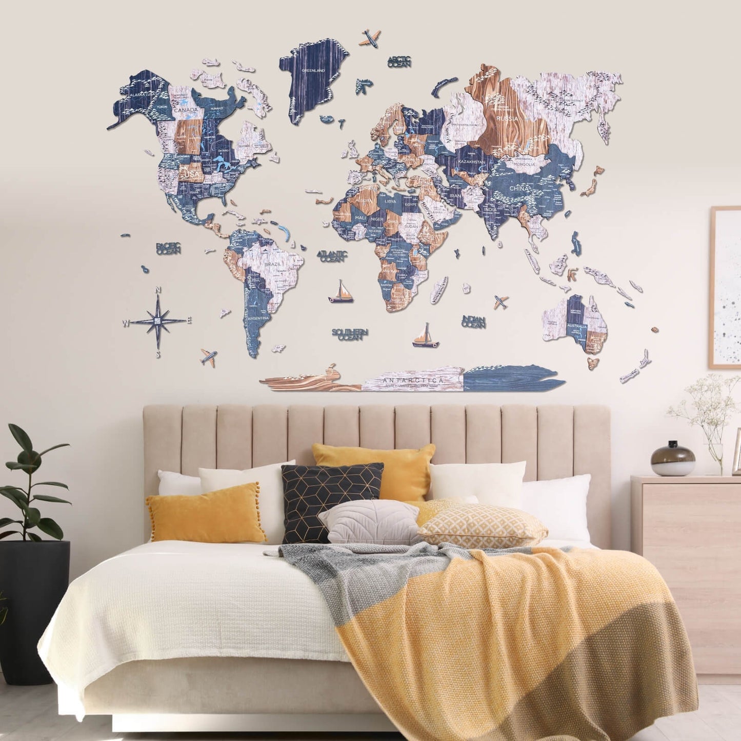 3D Wooden World Map Mystery