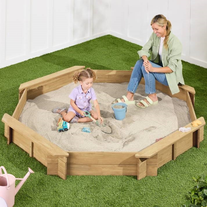 Arenero Octagonal para Niños de Madera Natural