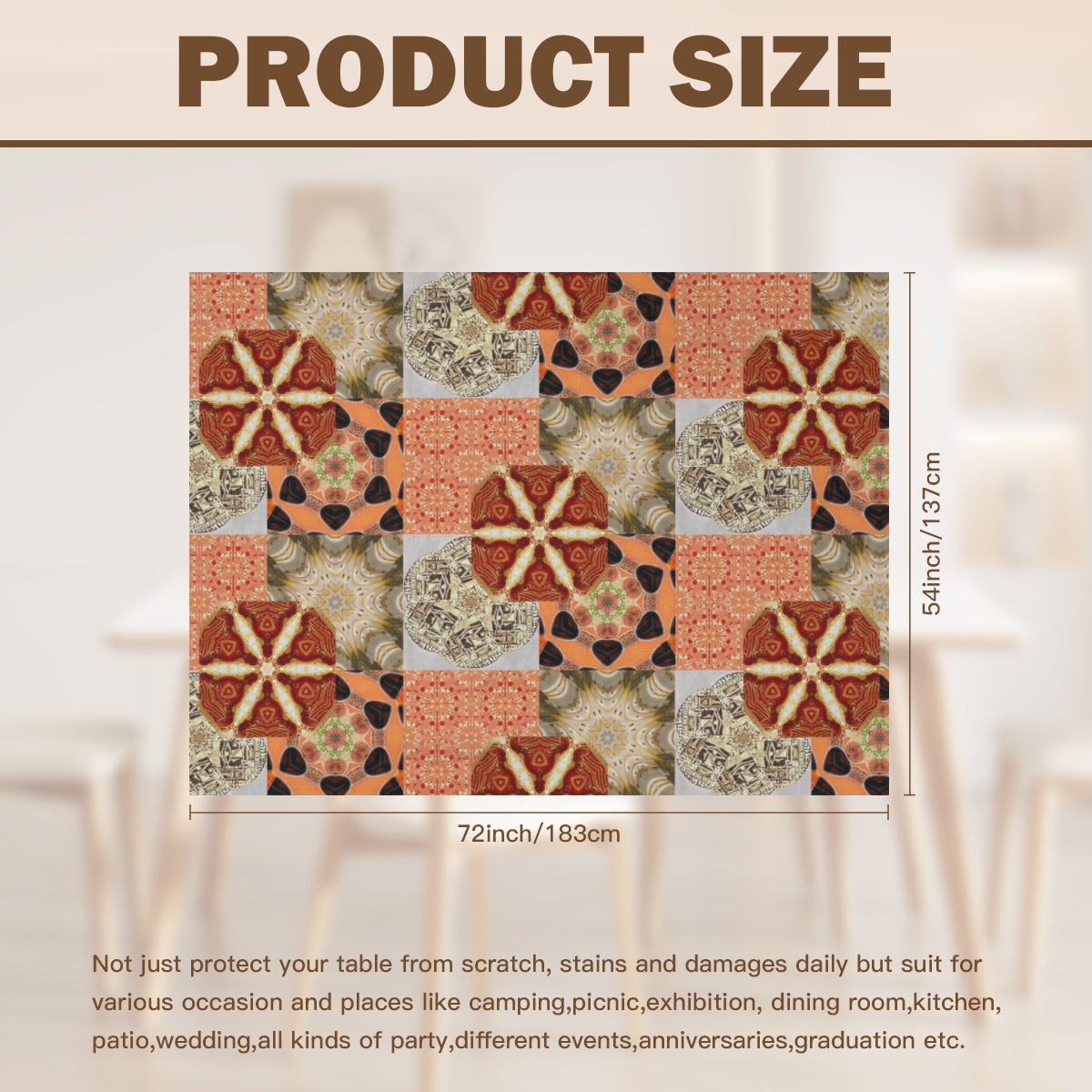 Heritage Revival Quilt Design Rectangle Table Cloth - 54" x 72"