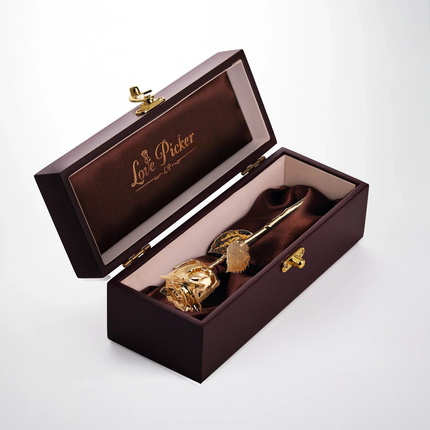 24K Gold Dipped Natural Rose 11.5" - Umber Color Gift Box