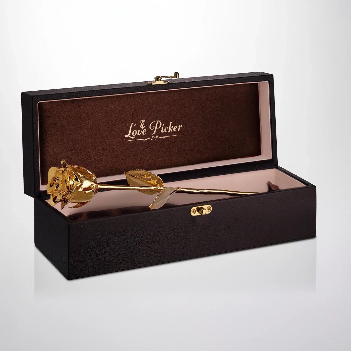 24K Gold Dipped Natural Rose 11.5" - Umber Color Gift Box