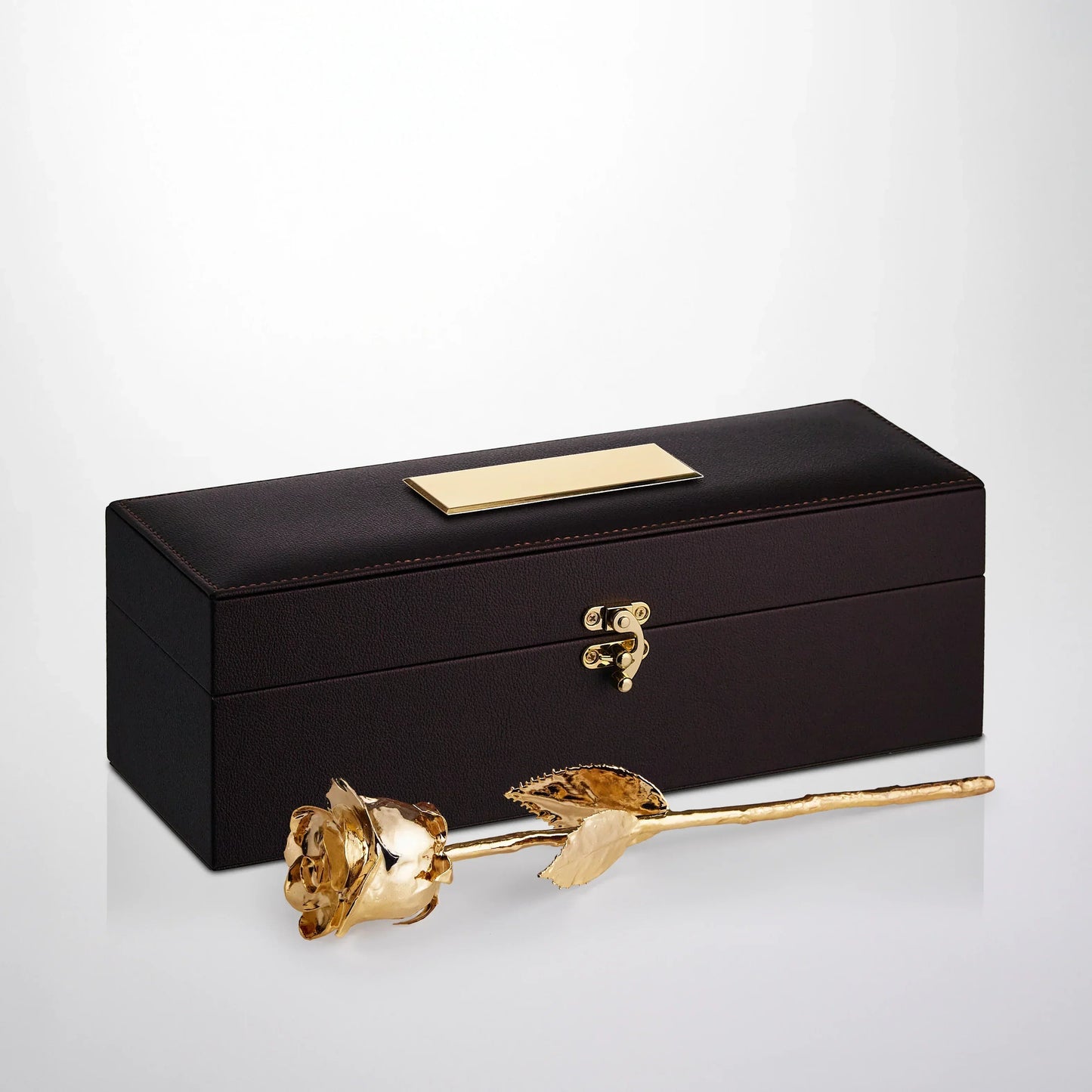 24K Gold Dipped Natural Rose 11.5" - Umber Color Gift Box