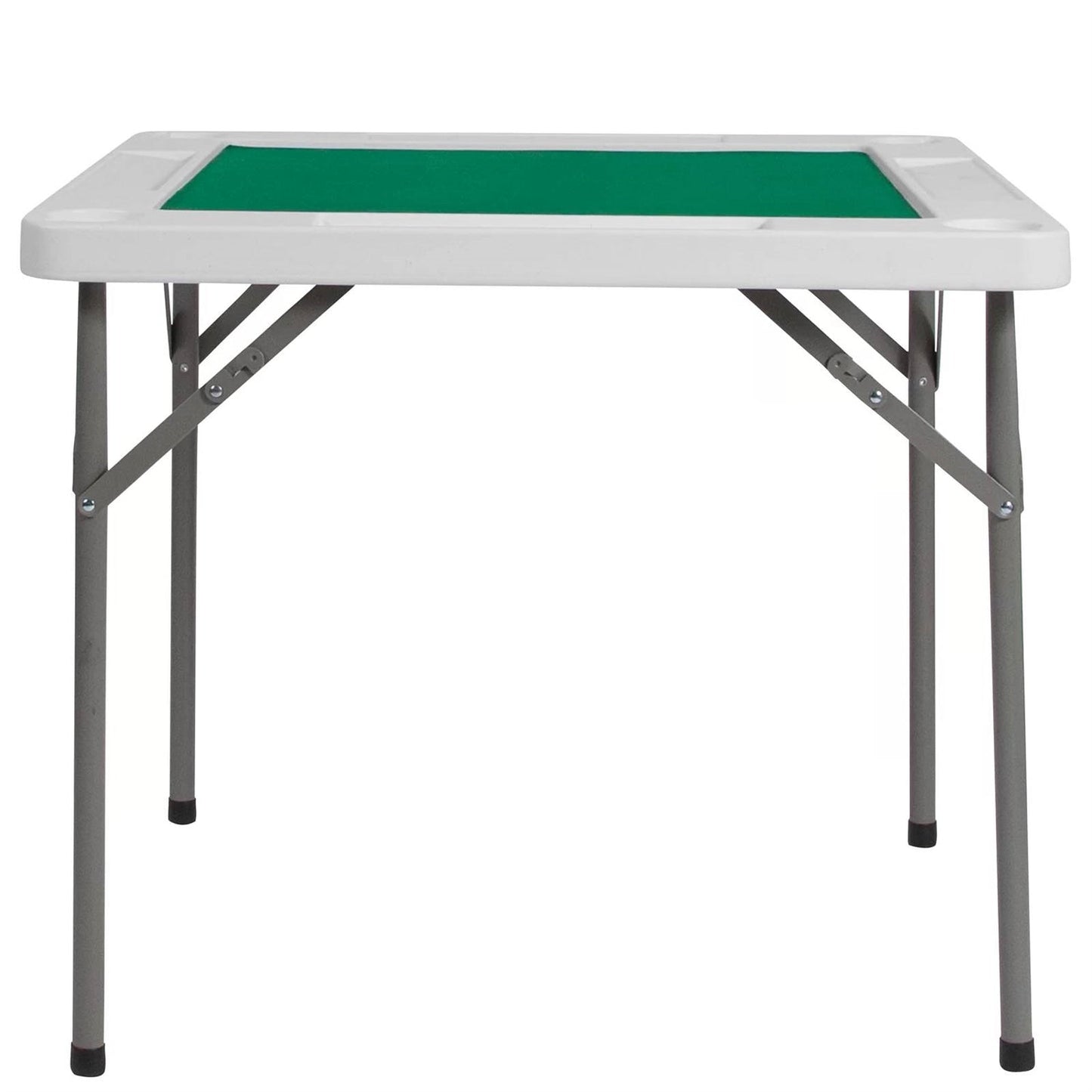 Mesa de póquer cuadrada plegable para juegos de 4 jugadores con tapete de fieltro verde y portavasos