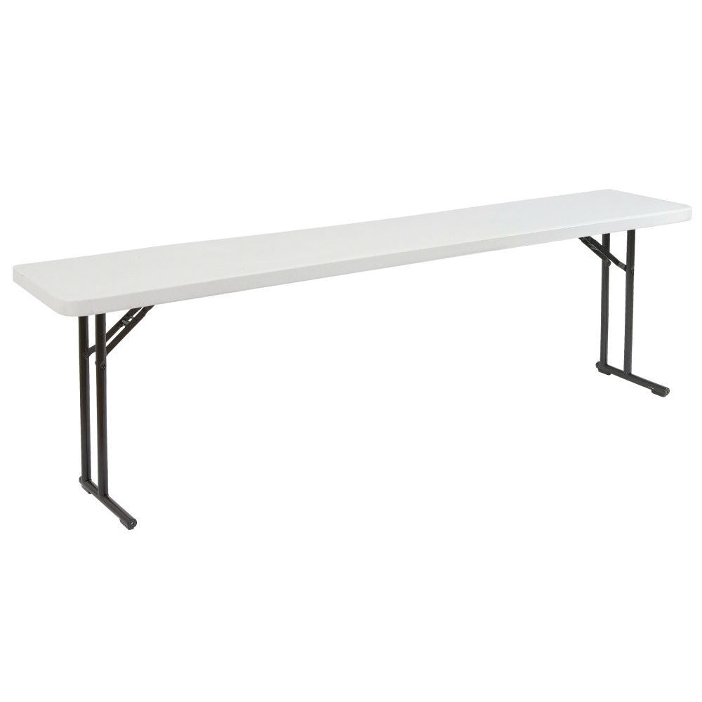 Mesa plegable con tablero de plástico gris rectangular de 72 pulgadas y estructura de acero