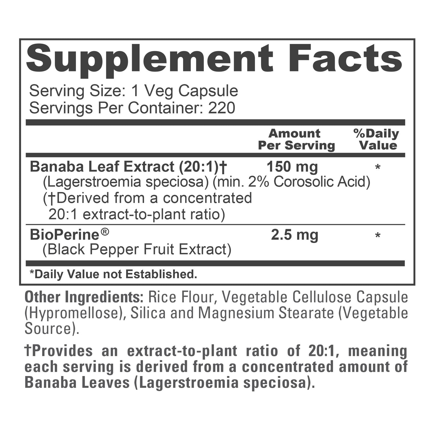 NusaPure Banaba Leaf, 150 mg, 220 Veg Capsules (Non-GMO, Vegan)