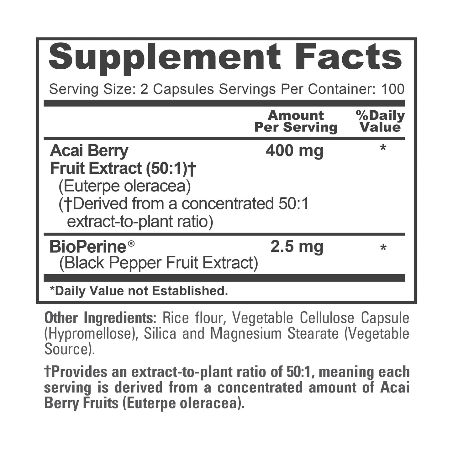 NusaPure Acai Berry, 400 mg, 200 Veg Capsules (Non-GMO, Vegan)