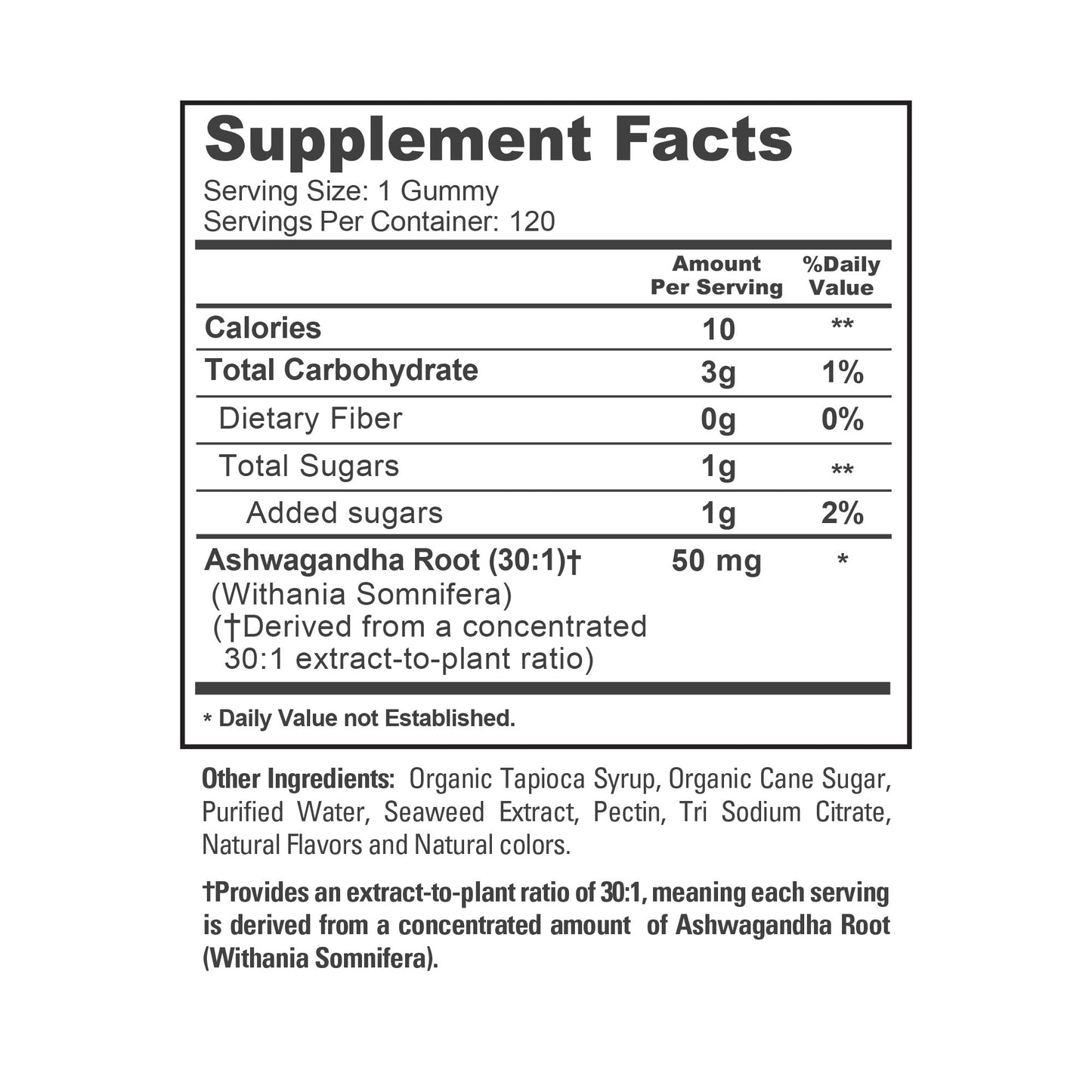 NusaPure Ashwagandha Gummies Root 30:1 Extract, 50 mg 120 Gummies (Non-GMO, Vegan)
