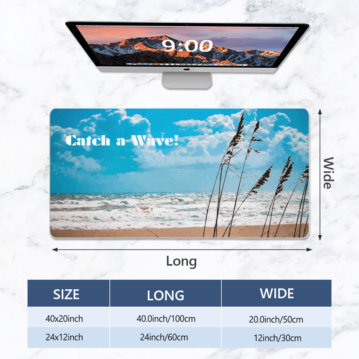 Catch a Wave on Rough Seas Mousepad Desk Mat - available in 2 sizes