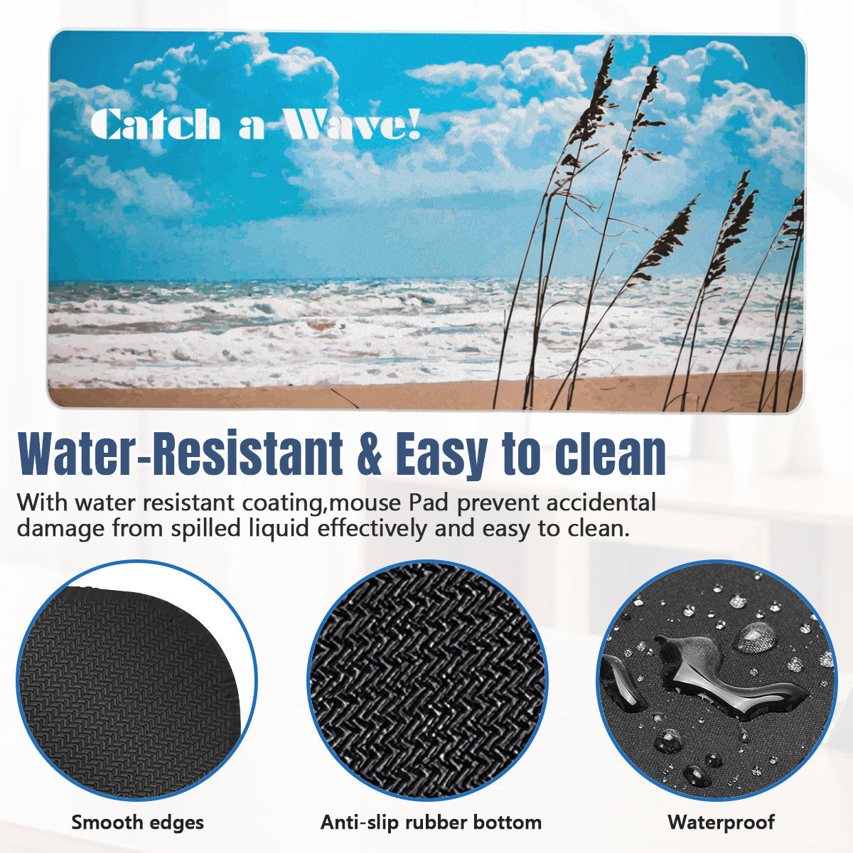 Catch a Wave on Rough Seas Mousepad Desk Mat - available in 2 sizes