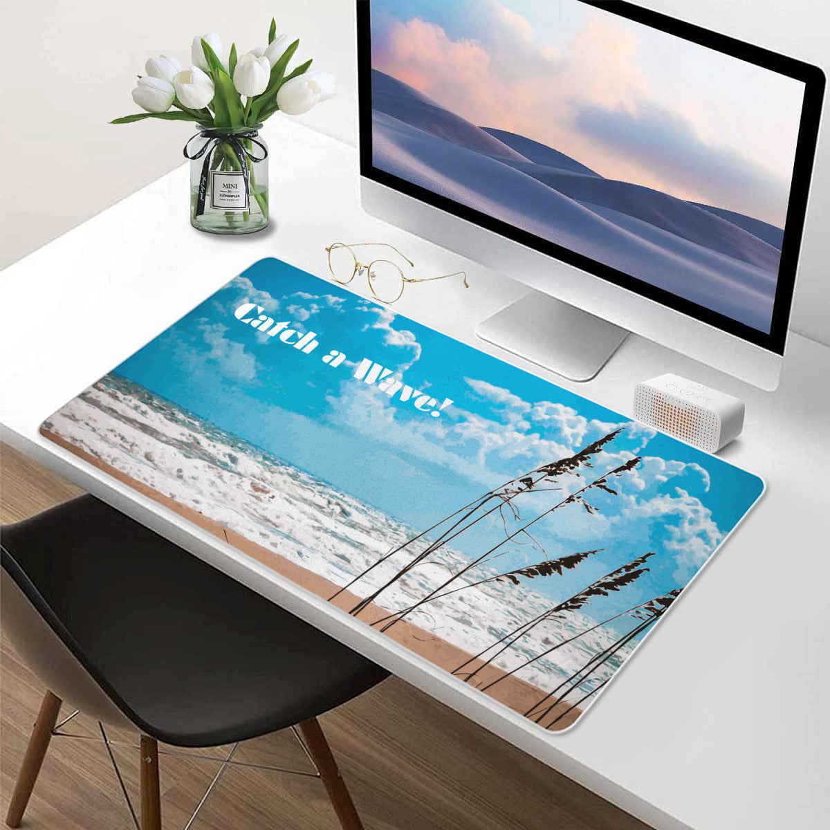 Catch a Wave on Rough Seas Mousepad Desk Mat - available in 2 sizes