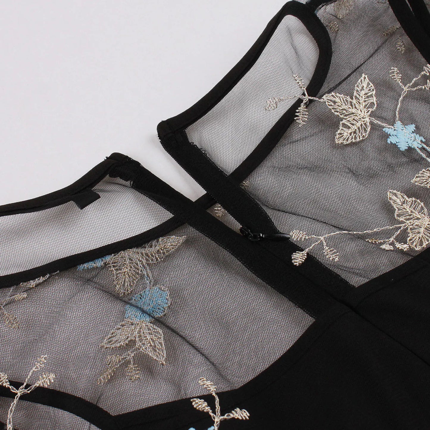 Elegant 1950s Embroidered Mesh Retro Party Dress