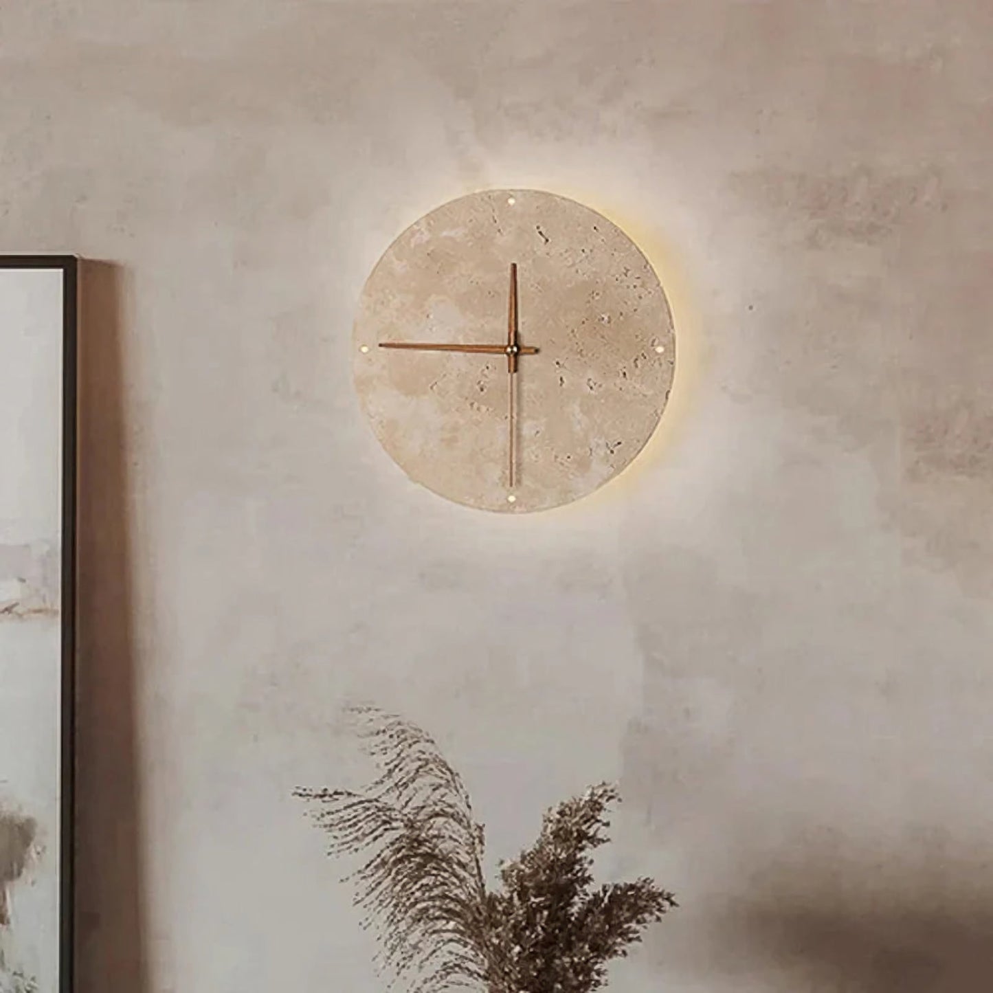 Lámpara de Pared con Reloj de Piedra Natural