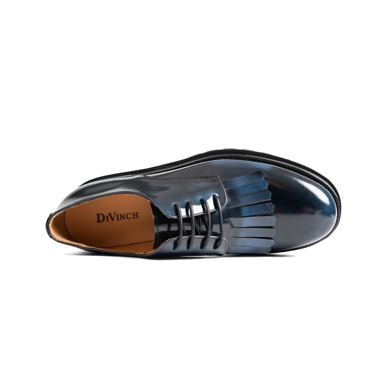 Blue Kiltie Calf Leather Derby Shoes