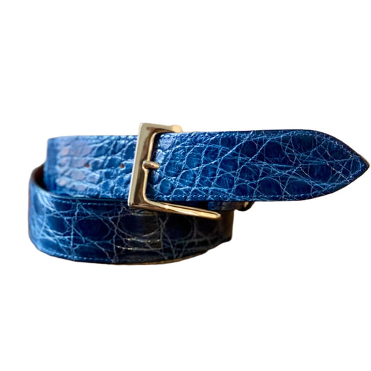 Cinturón de piel completa, azul marino glaseado