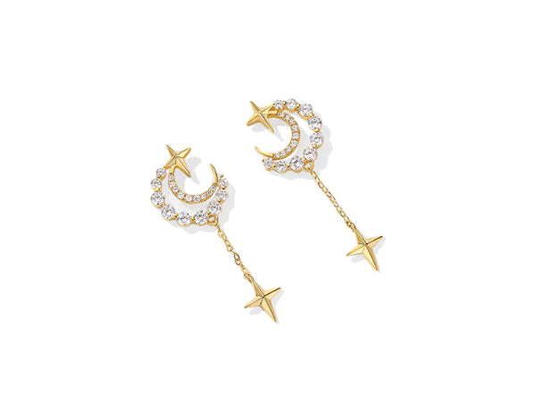 Pendientes de Estrella y Luna de Primavera para Mujer - Estilo a la Moda