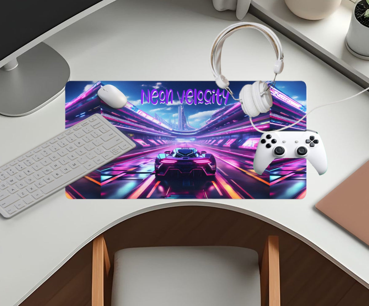 Neon Velocity Futuristic Race Car Mousepad Desk Mat - available in 2 sizes