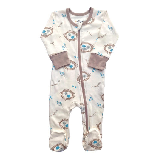 Pijama con pies GOTS de algodón orgánico - Nido de codorniz