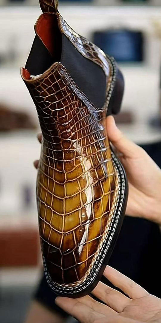 Maurice New York Custom Alligator Boot - Camel