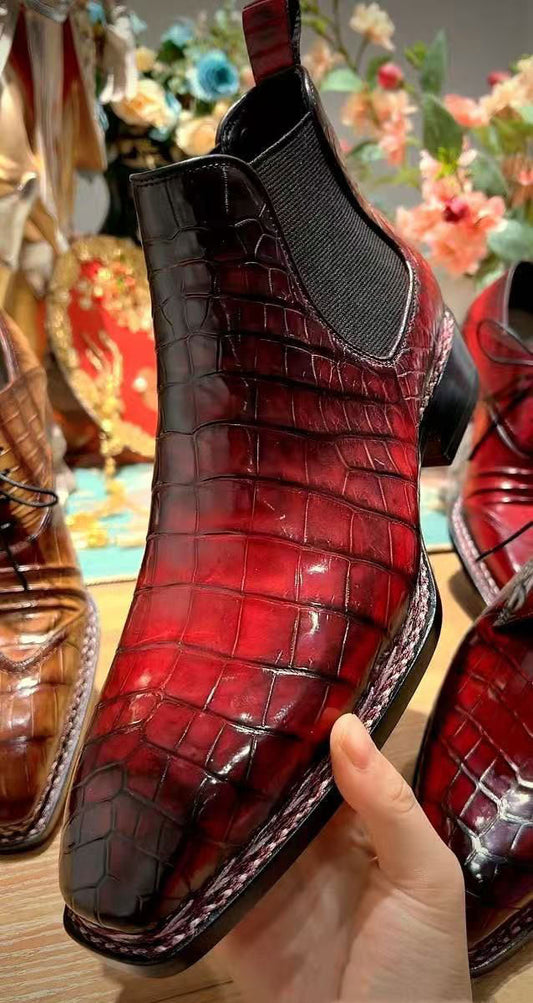 Maurice New York Custom Alligator Boot - Red