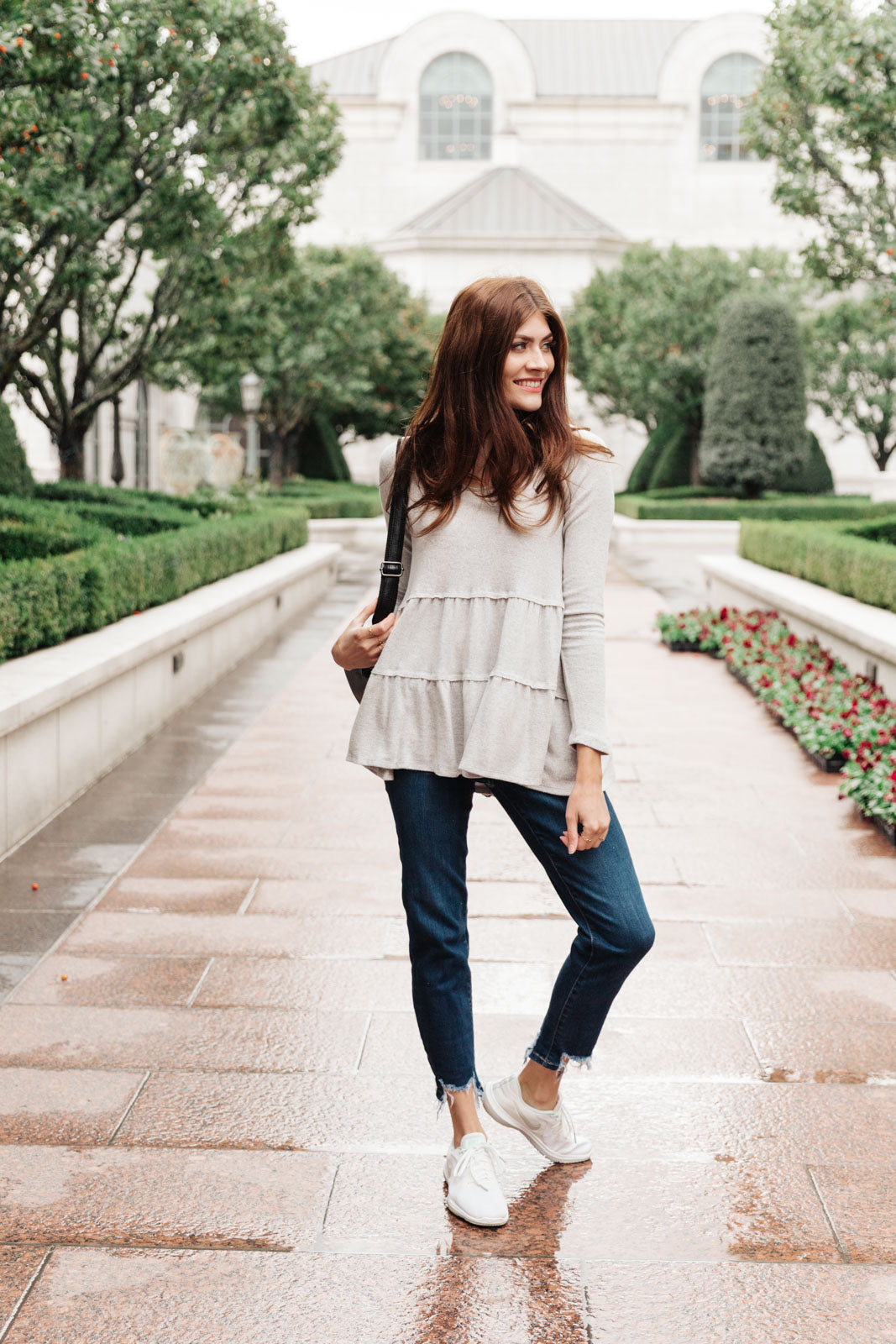 Blusa en niveles Nicely Done en gris