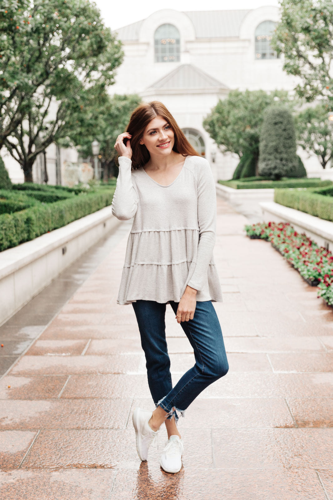 Blusa en niveles Nicely Done en gris