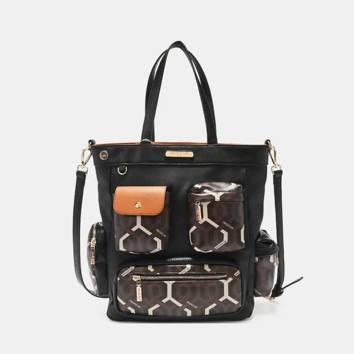 Trendsi Geometric Tote Bag Vegan Leather — Spacious Everyday Shoulder Bag