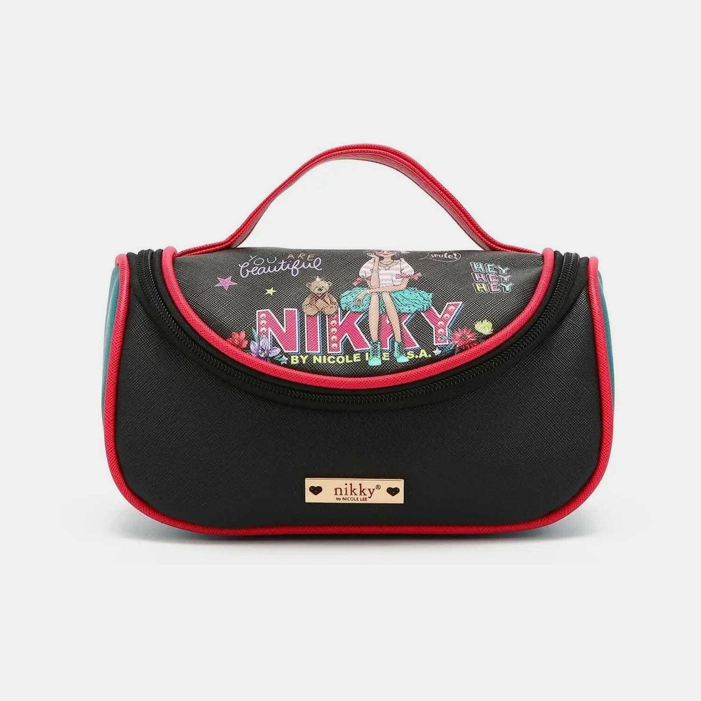 Trendsi Makeup Bag With Contrast Design — Portable Cosmetic Organizer