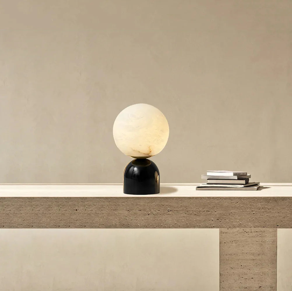 Lámpara de mesa de alabastro nórdica para mesita de noche