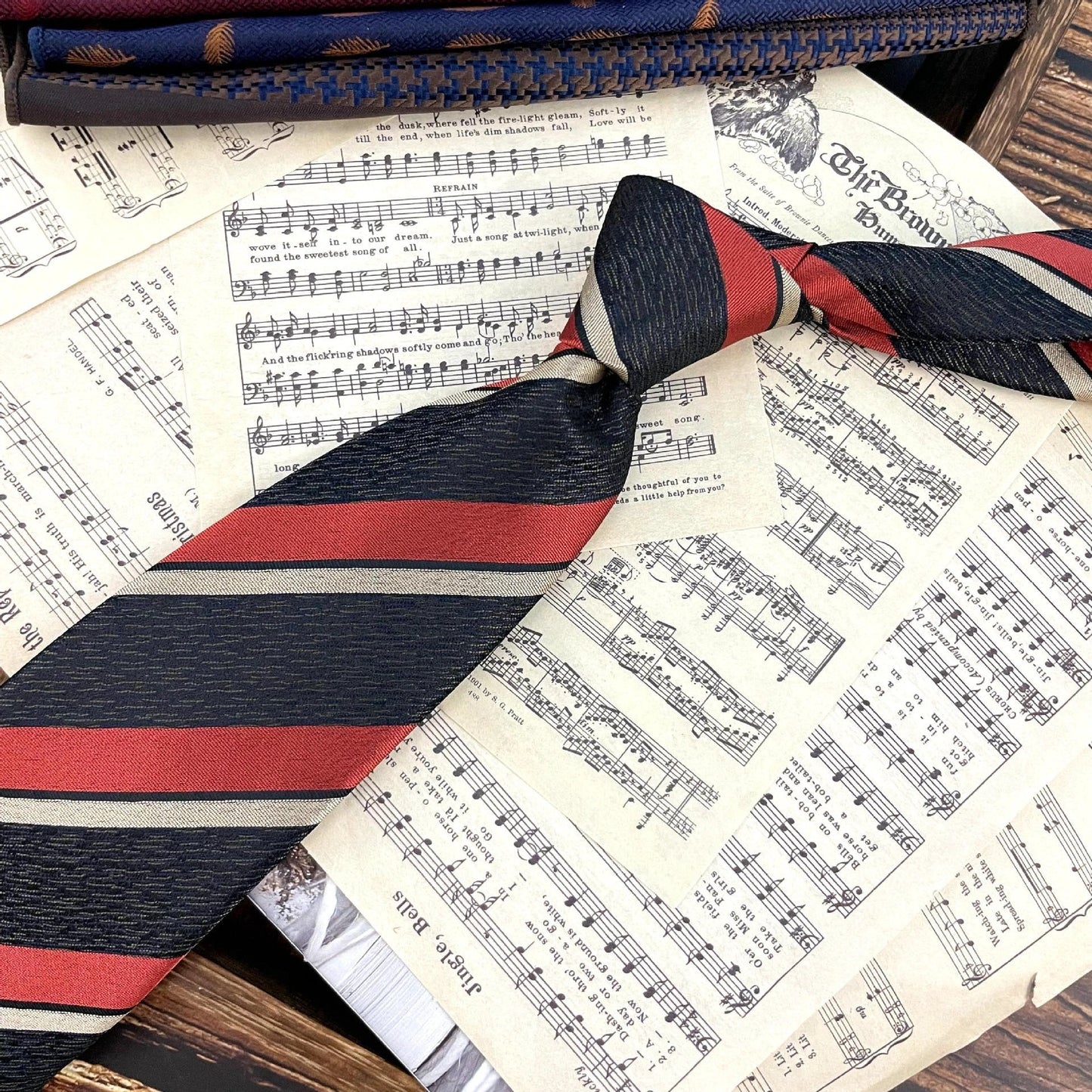 Men's Ties Retro Coffee Color Orange Red Striped Tie Hand Hit 8CM