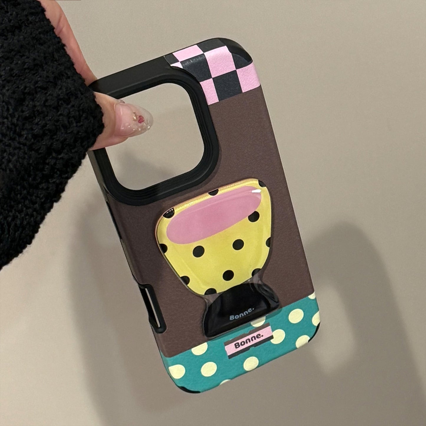 Funda para móvil iphone16 con aplicación tridimensional de patrón de piel, lámpara de escritorio con taza de té Apple 17promax, sentido avanzado 14, anticaída 13