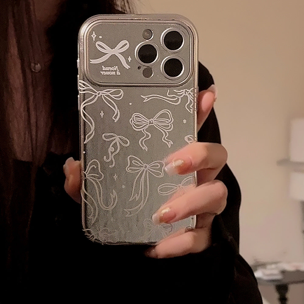 Estilo japonés y coreano adecuado para fundas de iPhone 16 Apple 15, funda de teléfono móvil 14 Pro Max con pantalla completa, lazo 17 de cuero, 12 galvanizado