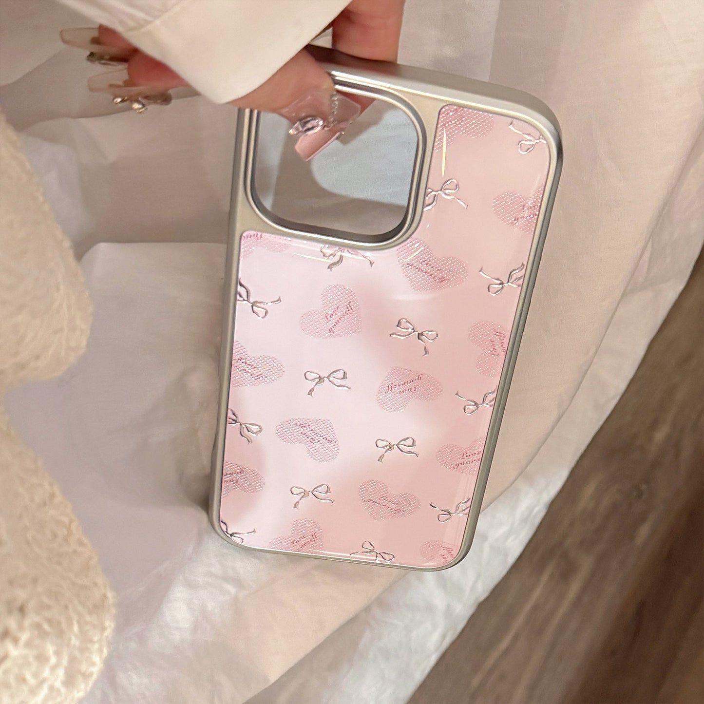 Funda de móvil Gilt Apple 16promax iphone17 lazo de amor 14/13 galvanizado compatible con Huawei P70